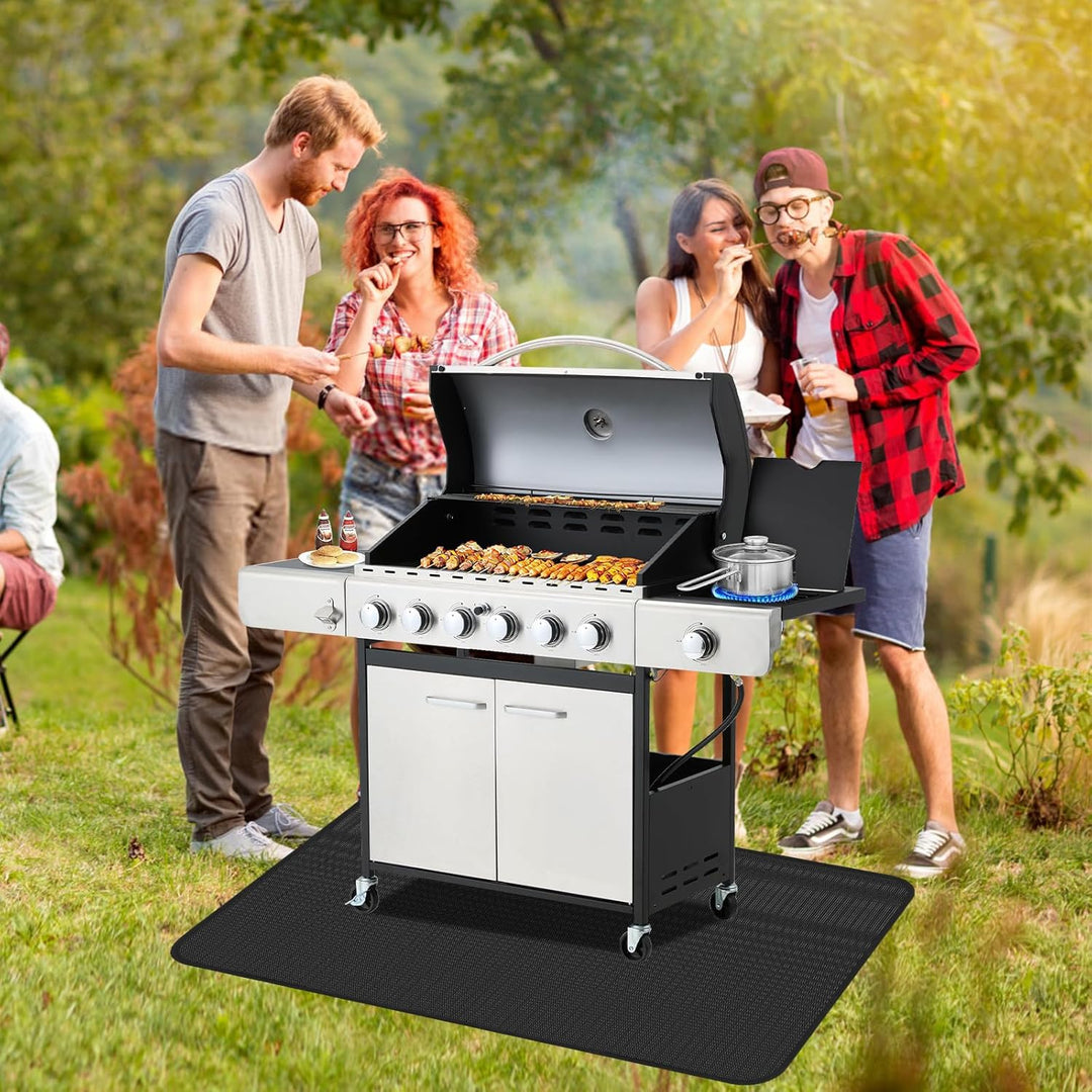 Feuerfeste Unterlage, 180x100cm Faltbare Grillmatte Hitzeschutzmatte, Bodenschutz Grillunterlage, 3