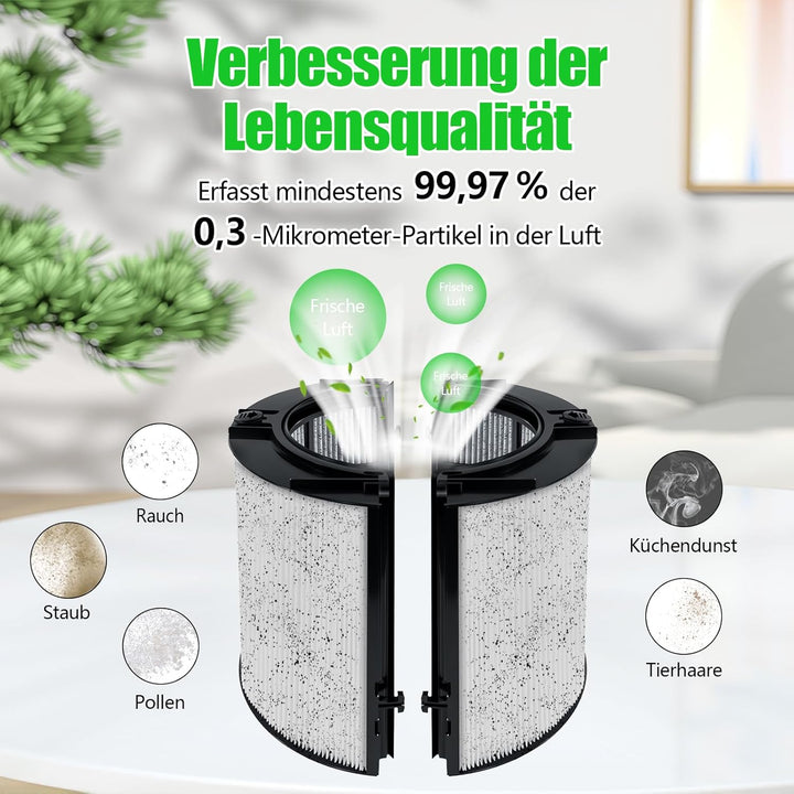 2-in-1 HEPA Filter und Aktivkohlefilter Kompatibel mit Dyson Luftreiniger DP04 HP04 HP06 HP07 HP09 P