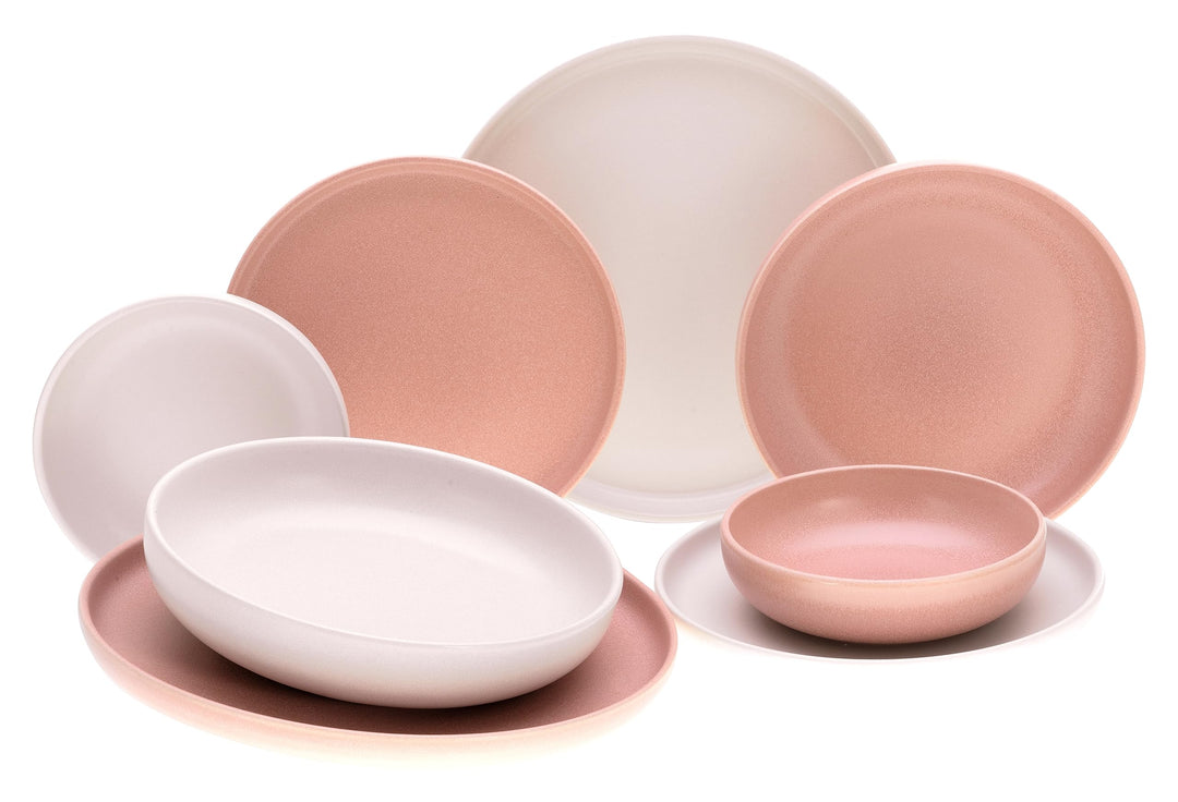 Creatable, 10103, Serie Uno Rusty Rose + Offwhite, Geschirrset, Teller Set 8 teilig Rose + Offwhite