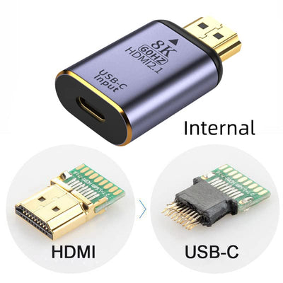 Cablecc USB-C Typ C Buchse auf HDMI Spüle HDTV Adapter 8K @ 60Hz 4K @ 120Hz für Tablet & Handy & Lap