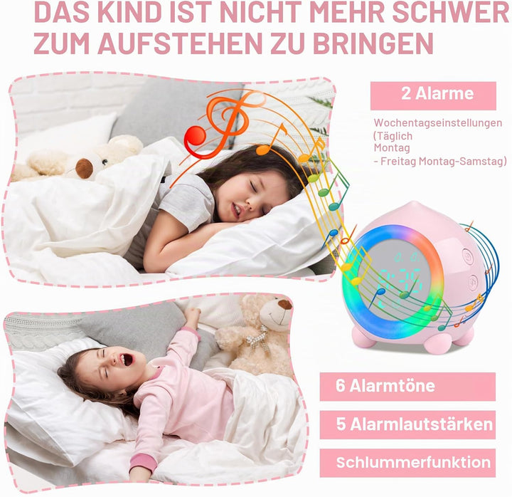 Kinderwecker Digitaler,Wecker Digital Sonnenaufgangssimulator Kinderwecker für Mädchen Jungen mit Bu