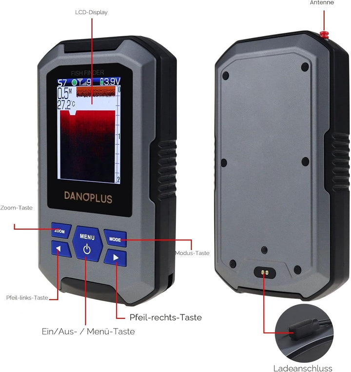 Kabelloser Fischfinder Tragbarer Fischfinder Sonar-Sensor 45 m Tiefenerkennung Wiederaufladbare Tief