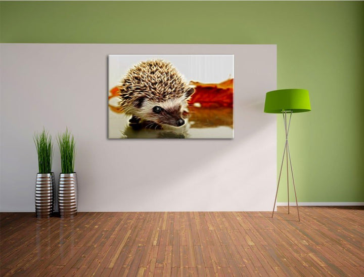 Süsser Igel Deluxe Format: 100x70 cm auf Leinwand, XXL riesige Bilder fertig gerahmt mit Keilrahmen,