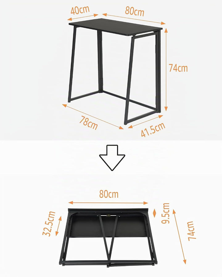 Kleiner Schreibtisch klappbar 80x40cm, kompakter Klapptisch, Platzsparender Computertisch für Wohnzi