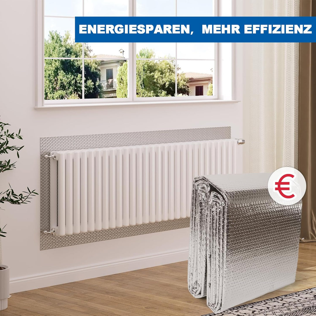 Aluminisierte Isolierfolie 60cm x 5m, 3mm Dicke Isolierung Dämmfolie Doppelseitige Alu-Luftpolsterfo