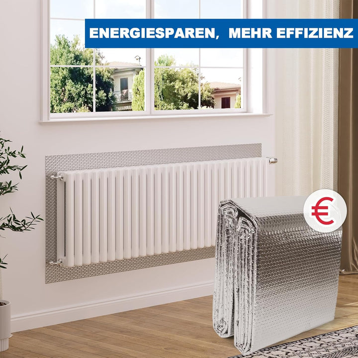 Aluminisierte Isolierfolie 60cm x 5m, 3mm Dicke Isolierung Dämmfolie Doppelseitige Alu-Luftpolsterfo