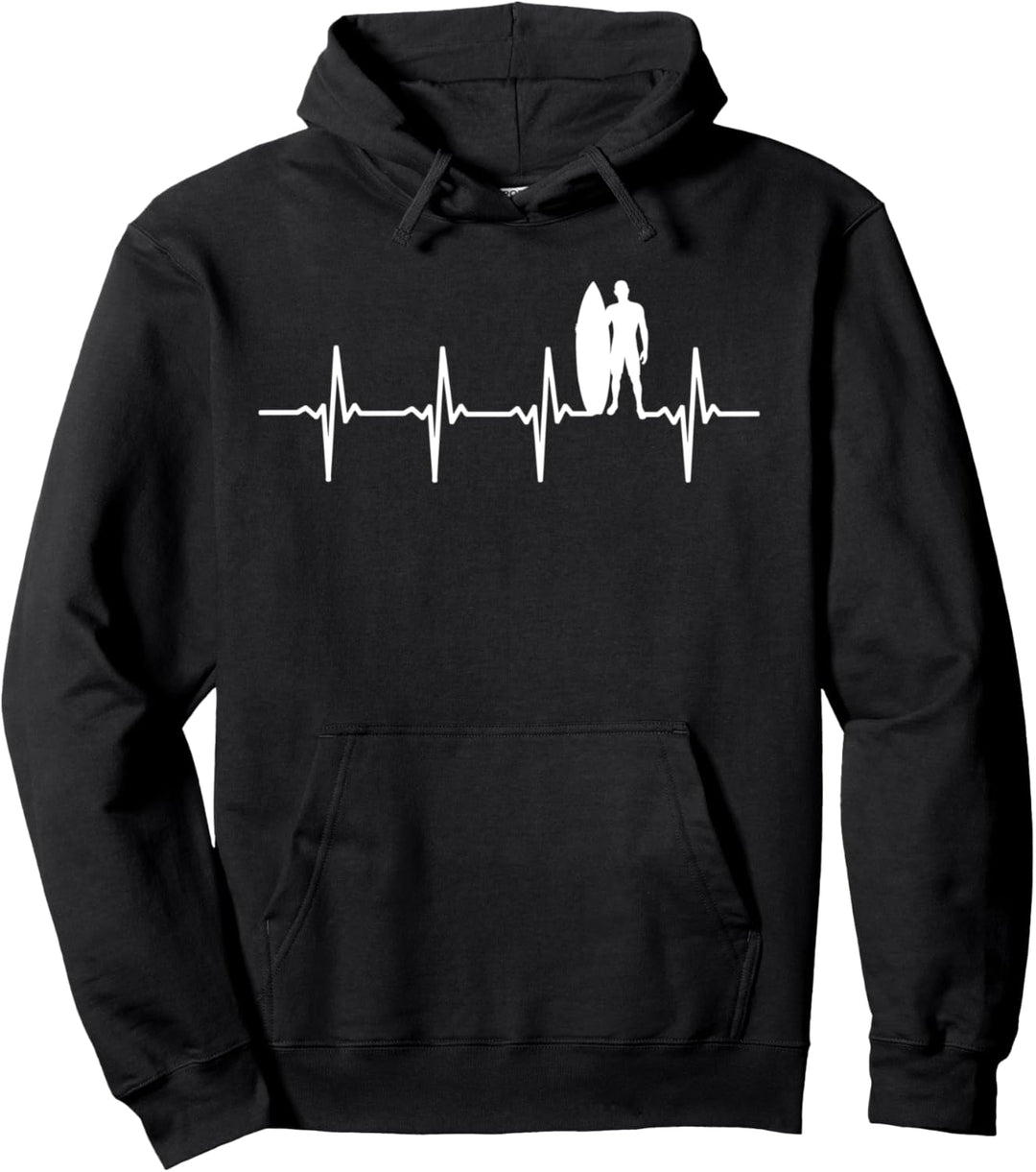 Surfen Herzschlag Heartbeat - Surfer & Wellenreiter Geschenk Pullover Hoodie