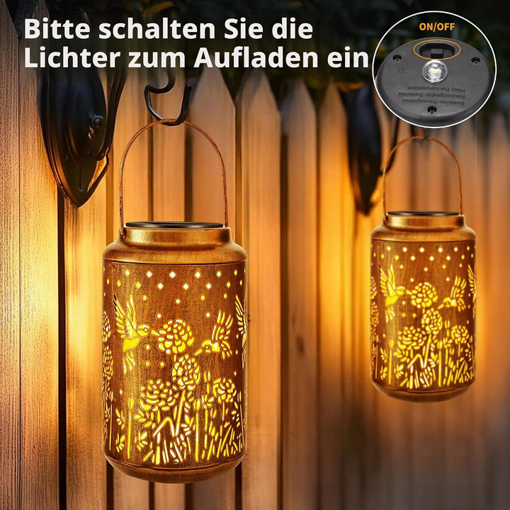 Geschenke für Frauen Mama Oma, Kolibri Solarlaterne für Aussen Wasserdichte Gartendeko – Hängend Lat