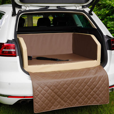 CopcoPet - Travel Bed Hundebett für Kofferraum Auto 80x55x38cm Kunstleder - Anschnallsystem Kofferra