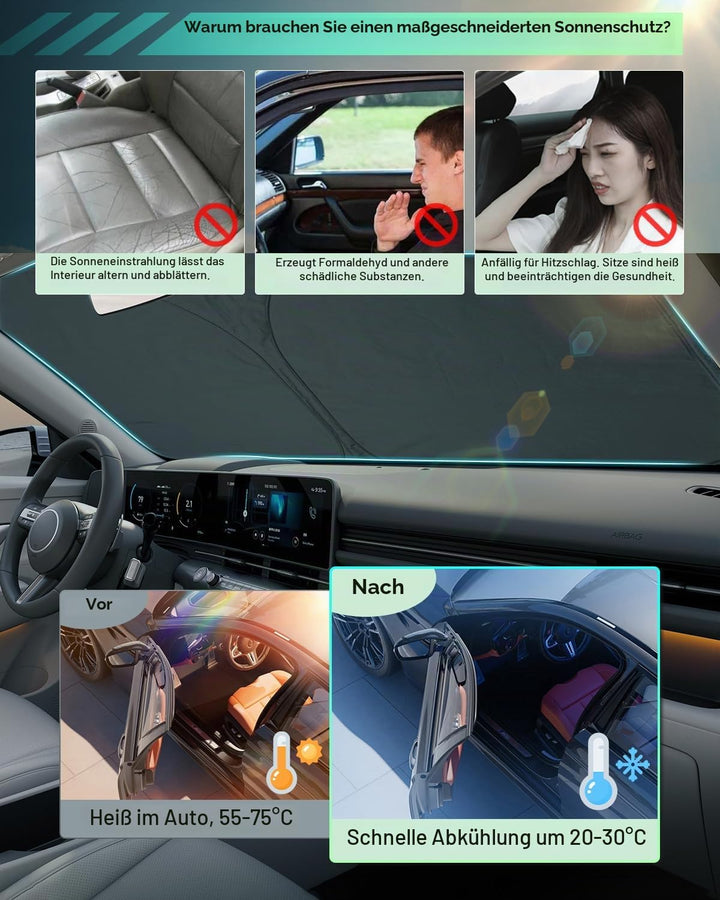 GAFAT Kompatibel mit Hyundai Kona SX2 2024 2025 Sonnenschutz Frontscheibe Innen, Kona SX2 Hybird EV