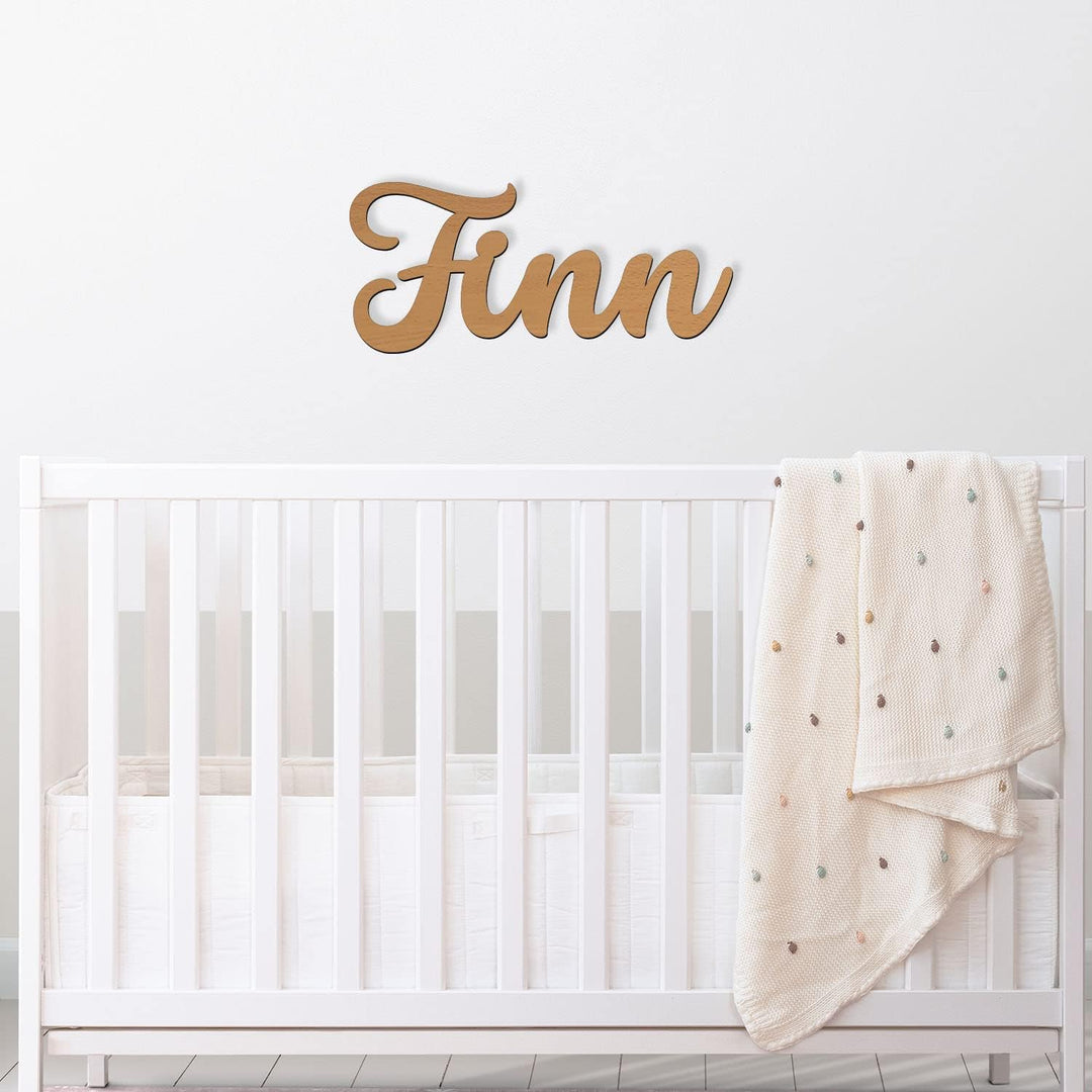 Namenslampe Holz Name Finn Schriftzug I Wandlampe Geschenk Kinder &amp; Erwachsene Wohnzimmer Kinderzimm