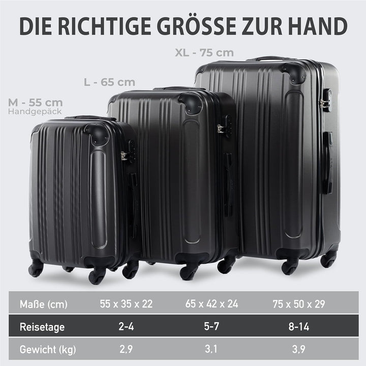 FERGÉ Kofferset Hartschale 3-teilig QUÉBEC Trolley-Set - Handgepäck 55 cm, L und XL 3er Set Hartscha