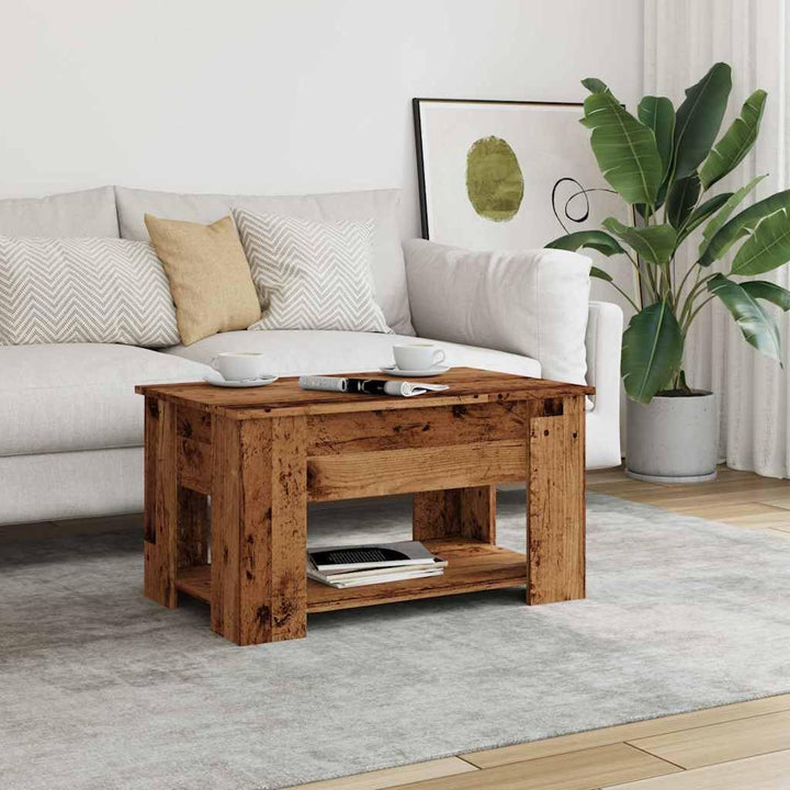 vidaXL Couchtisch Altholz-Optik 79x49x41 cm Holzwerkstoff, Couchtisch höhenverstellbar, Sofatisch, B