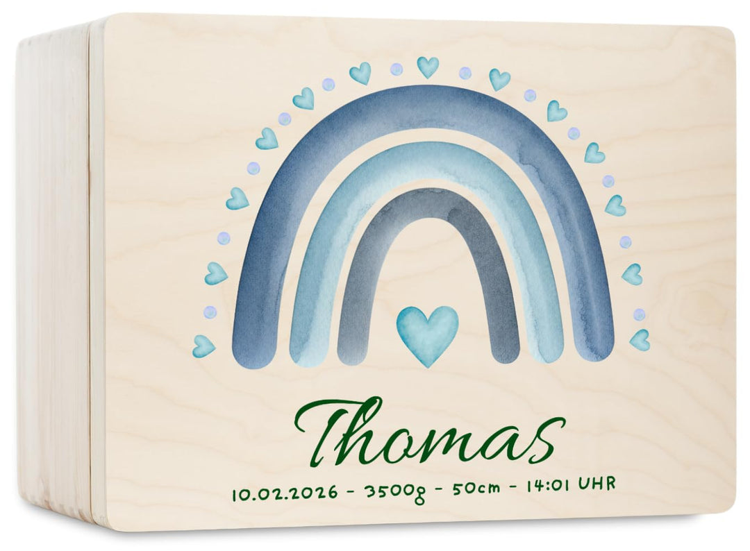 Pinus Personalisierte Erinnerungskiste aus Holz - 20x15x10 cm eschenkbox mit Text zur Geburt, Taufe