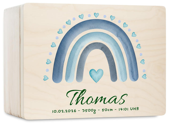 Pinus Personalisierte Erinnerungskiste aus Holz - 20x15x10 cm eschenkbox mit Text zur Geburt, Taufe