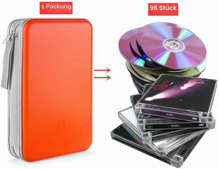 LIOVODE DVD-Tasche,96 Kapazität CD-Hülle Halter Lagerung Veranstalter Hartplastik Schutz Disc-Geldbö