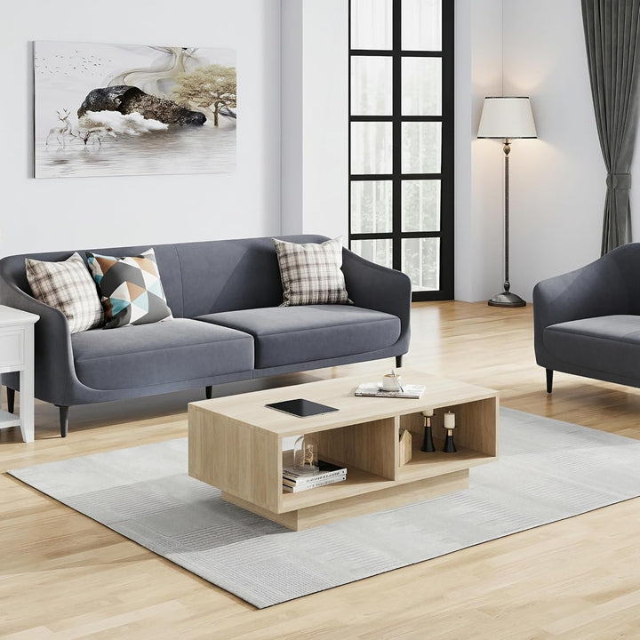 Couchtisch Eiche hell,Mitteltisch Teetisch für Wohnzimmer,moderner und Stilvoller Rechteckiger Kaffe