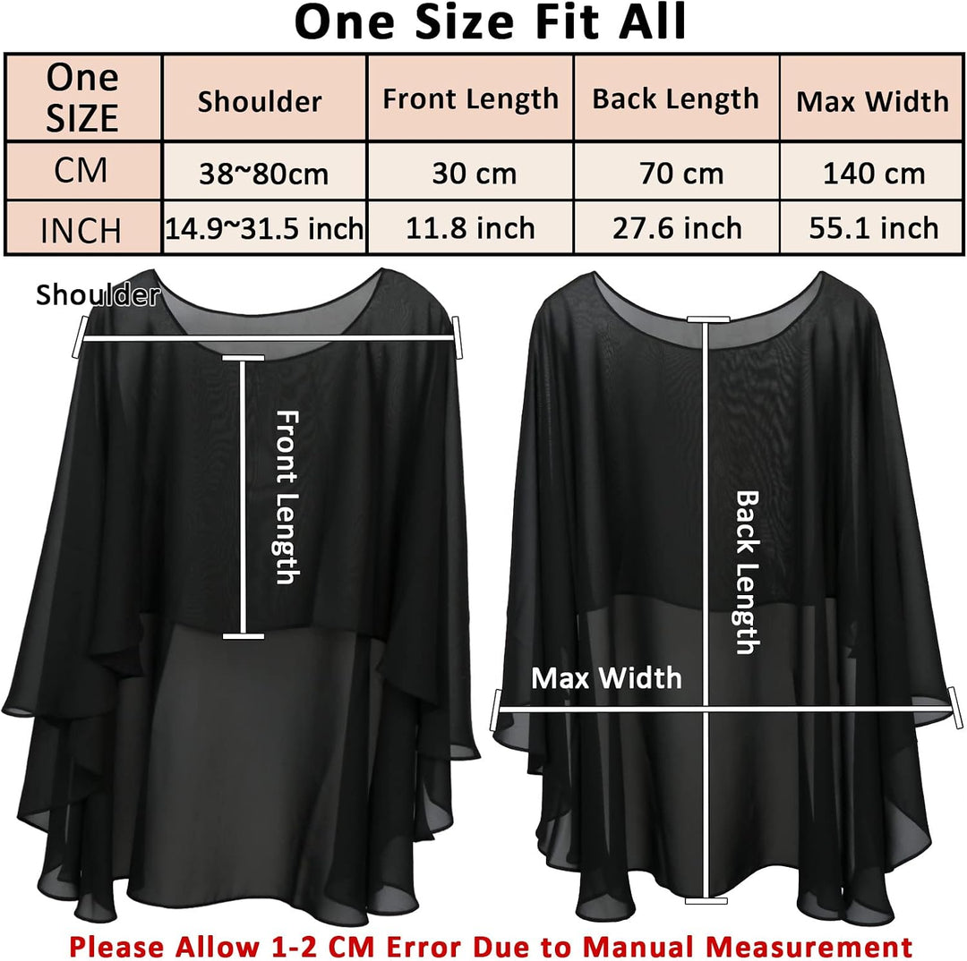 Ladiery Sheer Chiffon Capes Weiche Capelets für Frauen, leichte Tücher und Wraps für Abendpartykleid