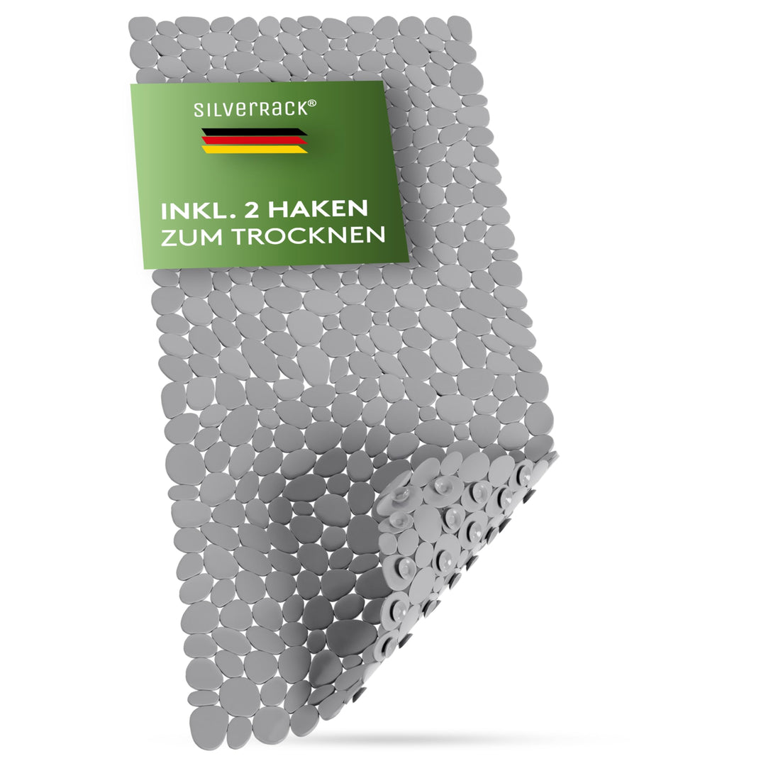 Badewannenmatte 88x40 cm (Anthrazit Kiesel Steinoptik) Antirutschmatte Badewanne BPA frei - Duschmat