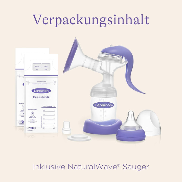 Lansinoh Handmilchpumpe - manuelle Milchpumpe für sanftes und effektives Abpumpen, Handmilchpumpe