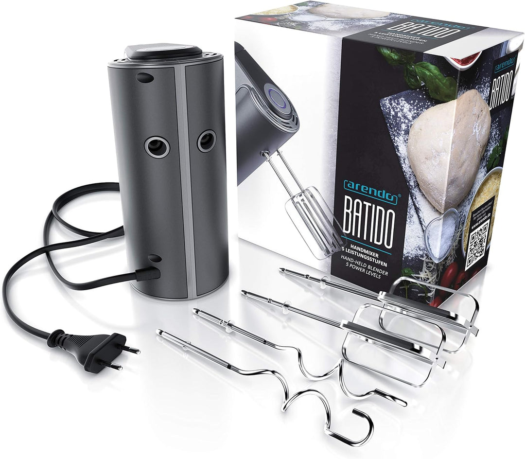 Arendo Elektrischer Handmixer 350W Mixer zum Backen – Handrührer mit 2 Rührquirlen und 2 Knethaken a