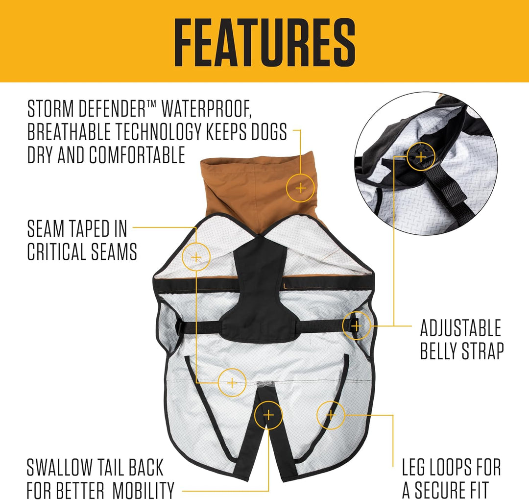 Carhartt Strapazierfähige Hunde-Regenjacke mit wasserdichtem Sturmschutz-Material und verstellbaren
