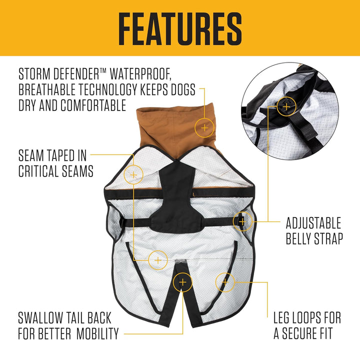 Carhartt Strapazierfähige Hunde-Regenjacke mit wasserdichtem Sturmschutz-Material und verstellbaren