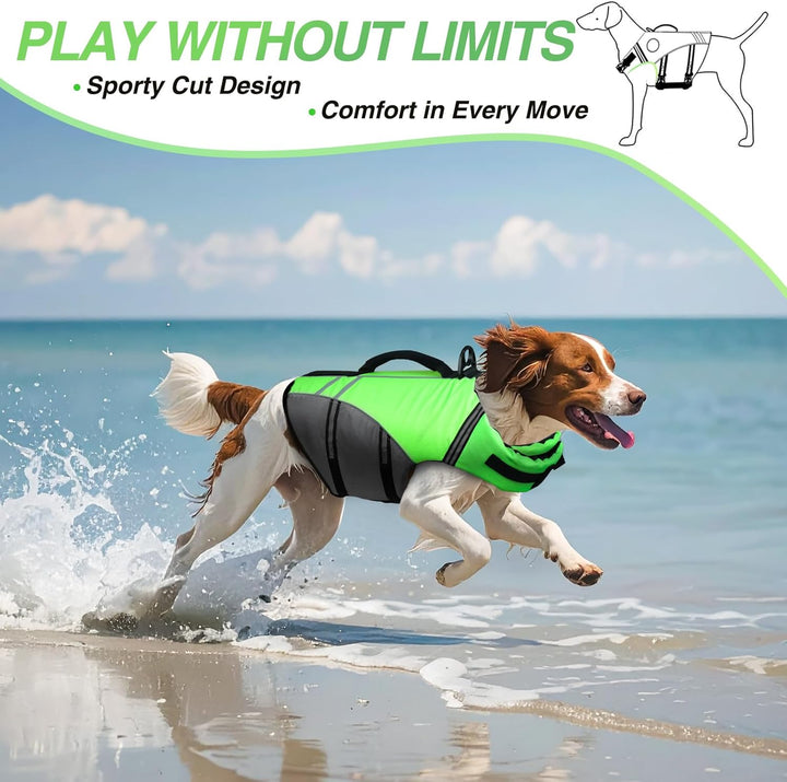VIVAGLORY Sportstil Schwimmweste für Hunde mit Hervorragendem Auftrieb, Einstellbar & Langlebig Schw