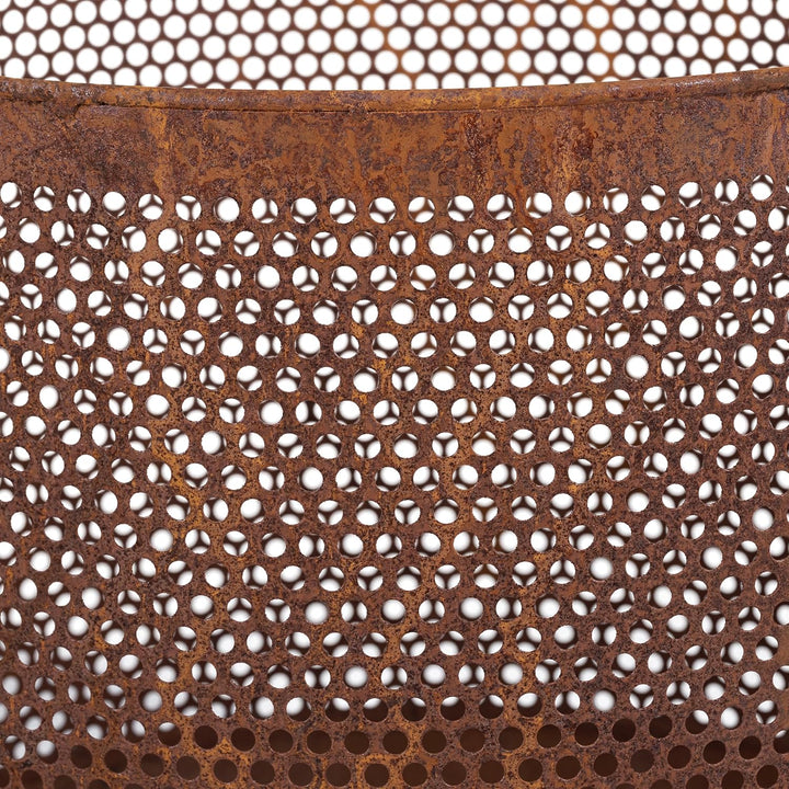 Relaxdays Feuerkorb, Mesh Design, Rostoptik, Feuerrost, Schürhaken, HxD: 53 x 44 cm, Garten Feuerton
