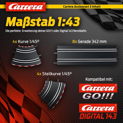 Carrera GO!!! Ausbauset 3 20061614 Erweiterungsartikel, 342 mm