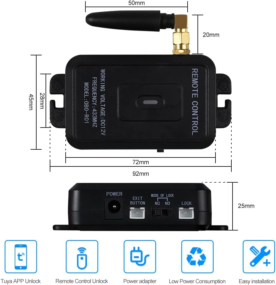 QTTYELOK WiFi Tuya APP Access Control System Kit Wireless Fernbedienung Entriegeln Tor Türöffner + 1