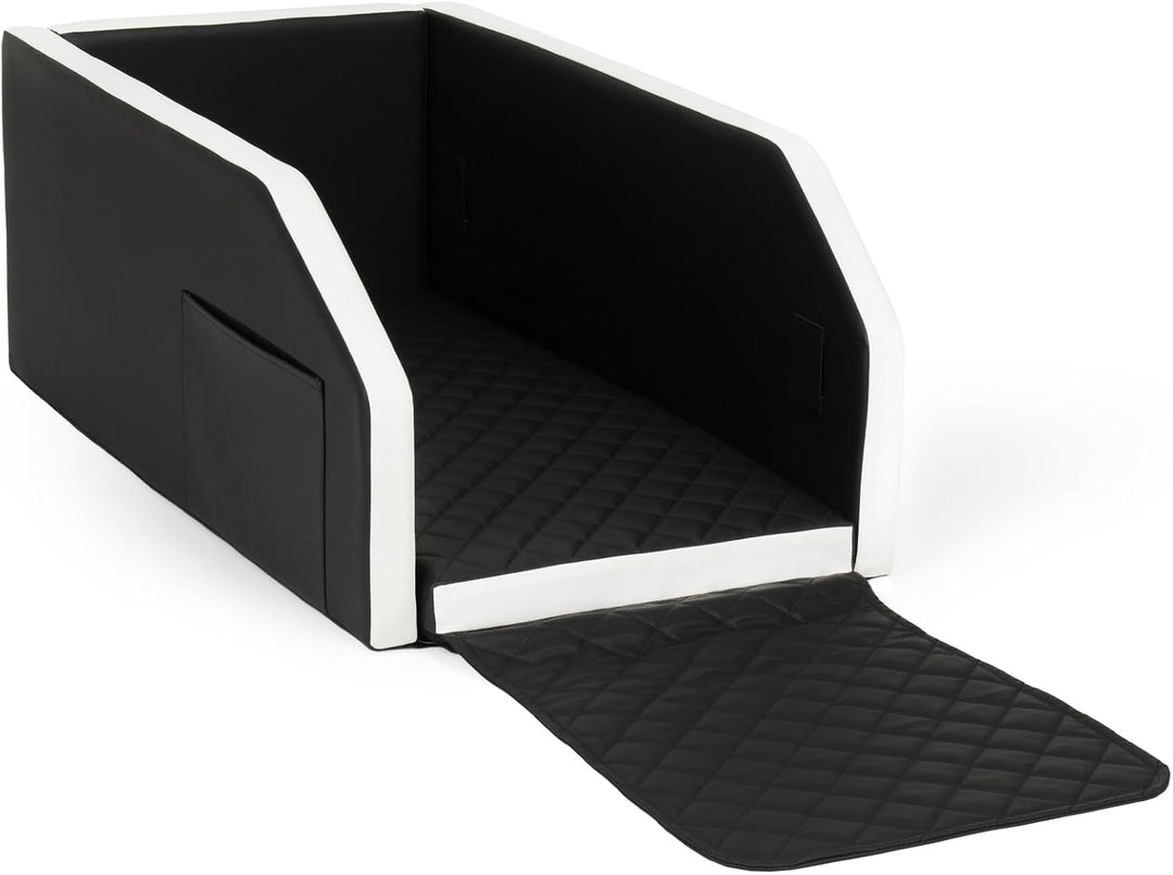 Autohundebett Hunde-Autositz Hundebett f. Rückbank Hundesitz Modulbett 55x100 cm (Farbe: schwarz - w