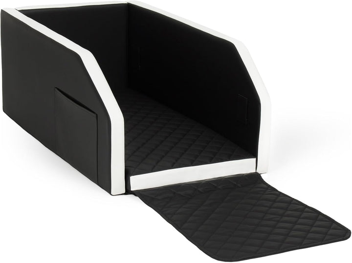 Autohundebett Hunde-Autositz Hundebett f. Rückbank Hundesitz Modulbett 55x100 cm (Farbe: schwarz - w