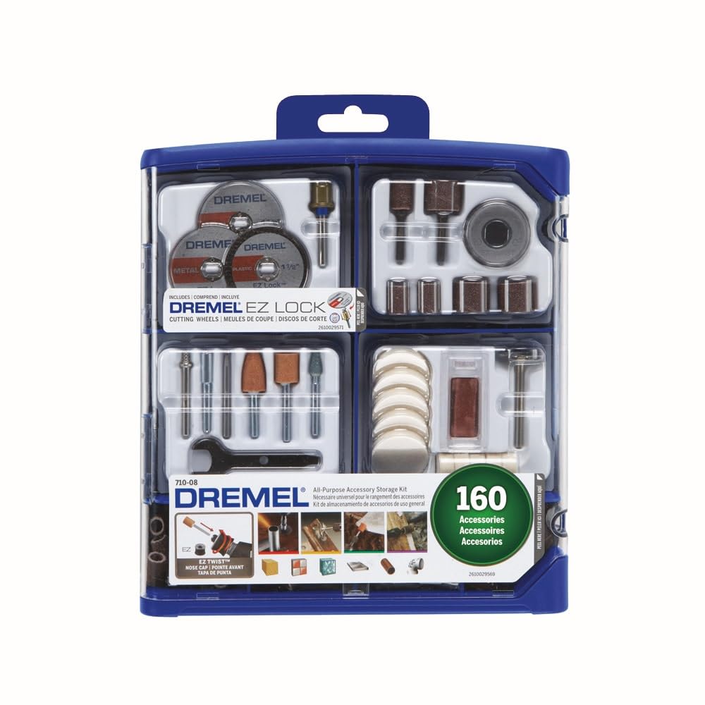 Dremel Drehwerkzeugzubehör-Set, 710-08, 160 Zubehörteile, EZ Lock Technology, 3,2 mm Schaft, Schneid