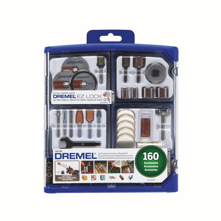 Dremel Drehwerkzeugzubehör-Set, 710-08, 160 Zubehörteile, EZ Lock Technology, 3,2 mm Schaft, Schneid