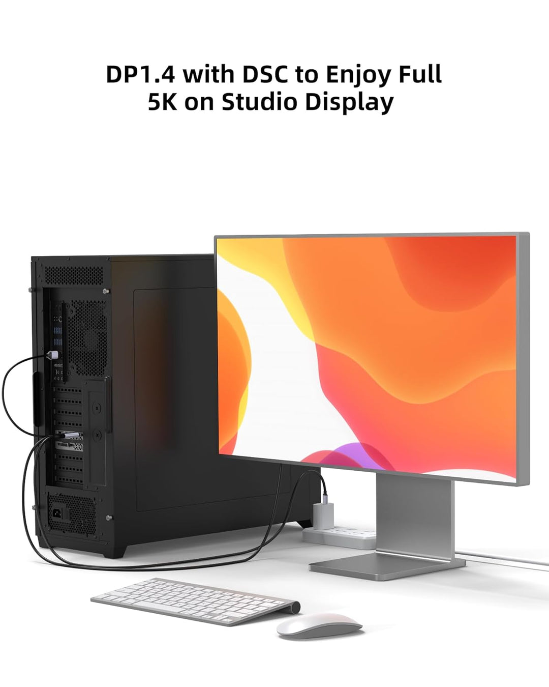 fairikabe DisplayPort auf USB C 4K 60Hz, Upgrade DisplayPort auf USB-C Kabel, 2m, unidirektionales D