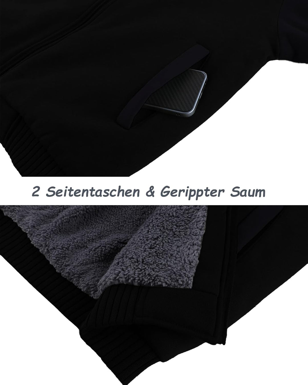 SwissWell Hoodies Herren Gefütterte Sweatjacke mit Kapuze Winter Jacke Reissverschluss Warmer Fleece