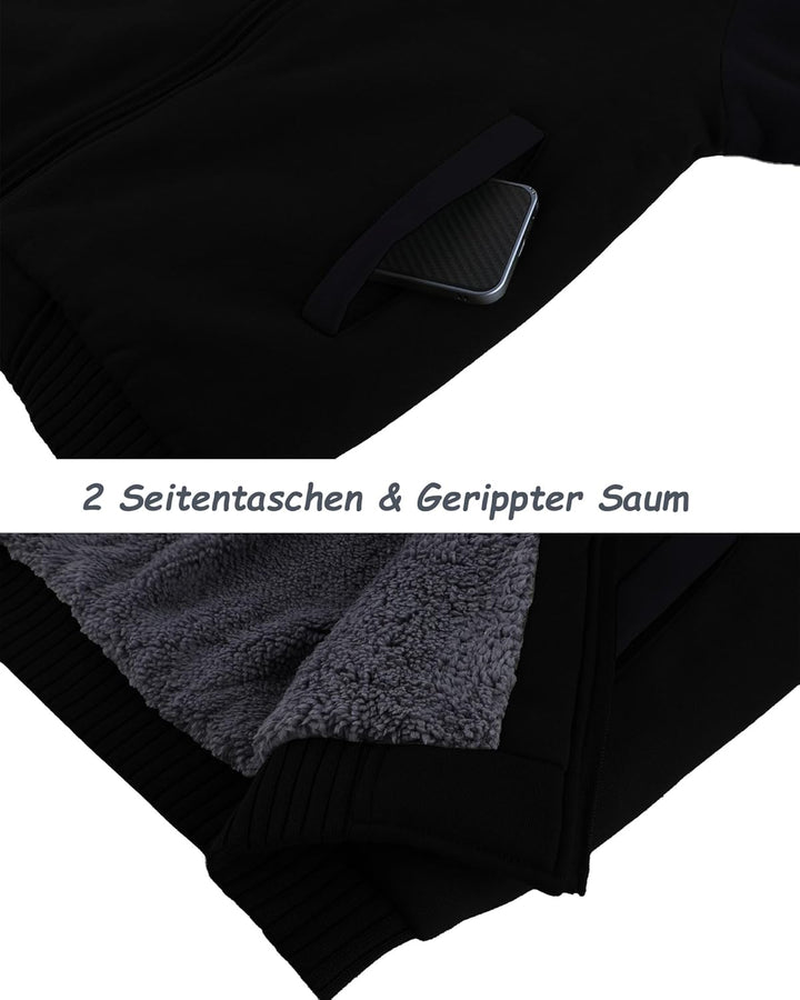 SwissWell Hoodies Herren Gefütterte Sweatjacke mit Kapuze Winter Jacke Reissverschluss Warmer Fleece