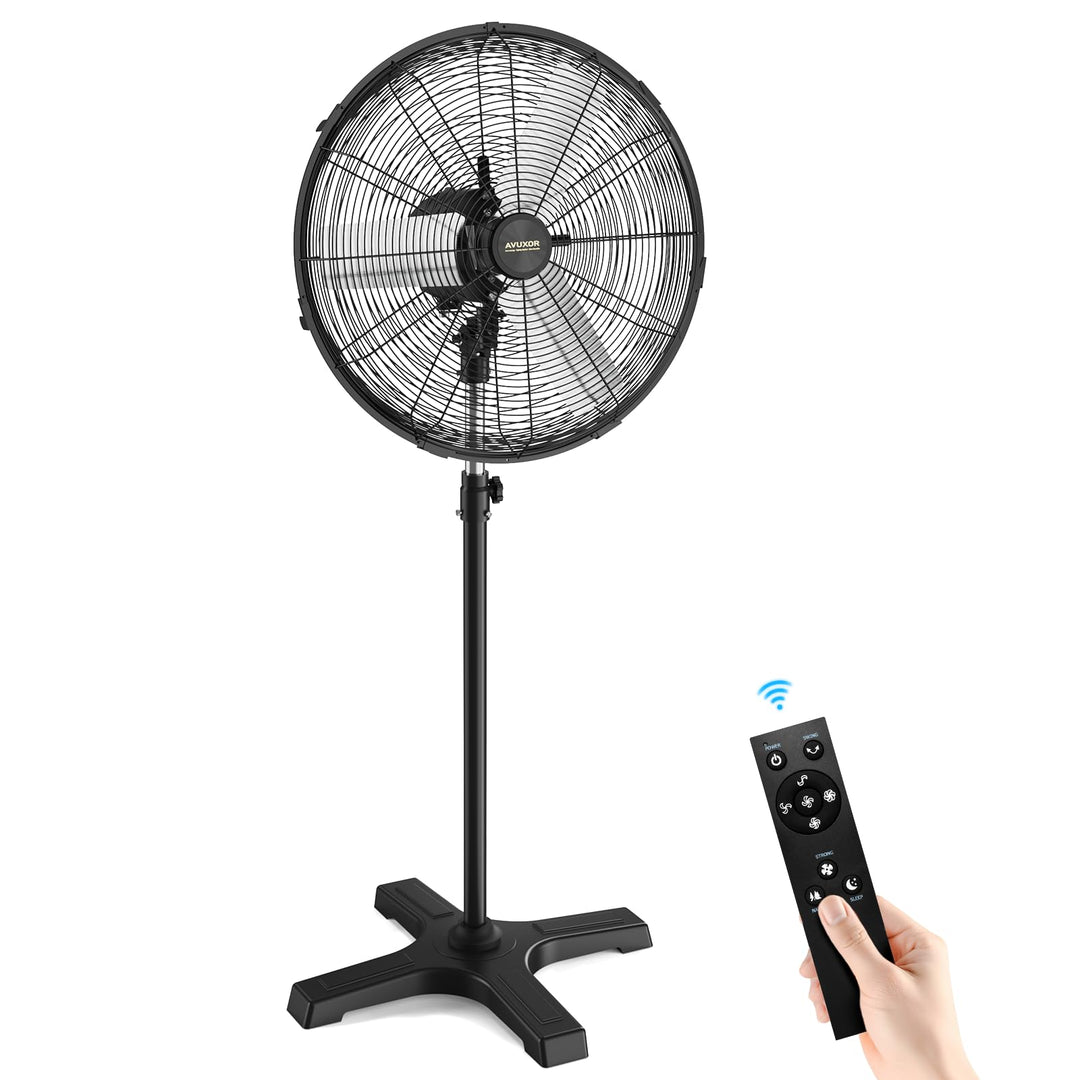 Industrieller Outdoor-Standventilator 60 cm mit Fernbedienung, BLDC Motor (bürstenlos), 90° Oszillat