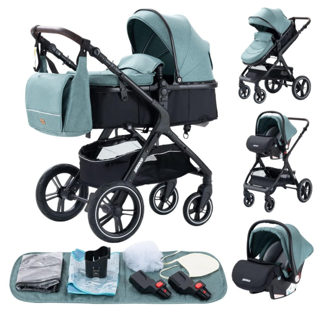 YAZOCO kinderwagen 3 in 1 Buggy Babybett Komplett Set Einem Klick Zusammenklappbarer Kinderwagen, Ko