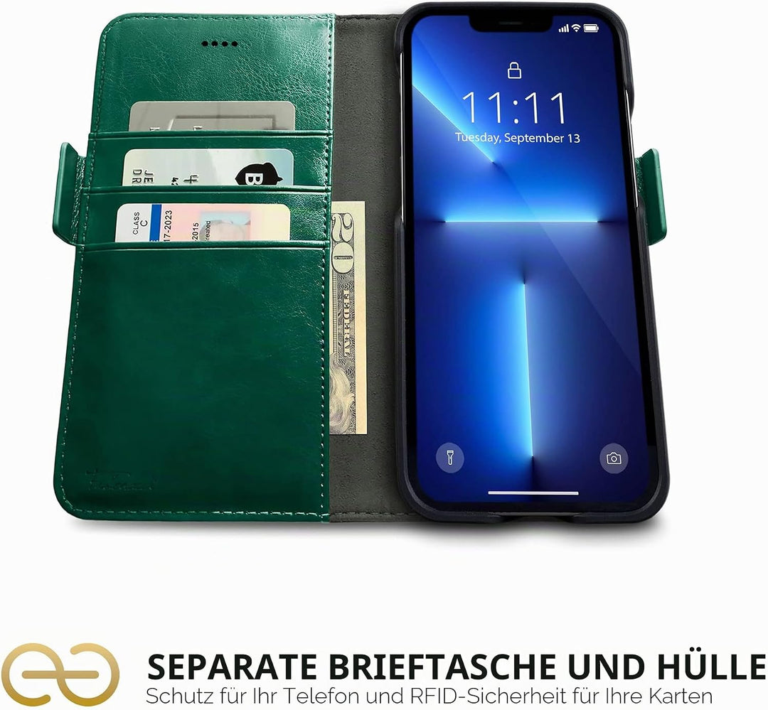 Dreem Fibonacci kompatibel mit iPhone 13 Pro Brieftaschen-Etui / 2-in-1 stossfestes Etui und abnehmb