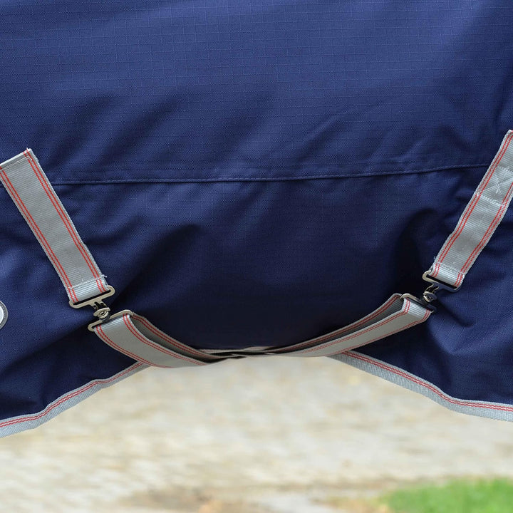 Weatherbeeta Comfitec Essential Combo Schwere Pferdedecke mit langem Hals, Navy/Silver/Red Dunkelbla