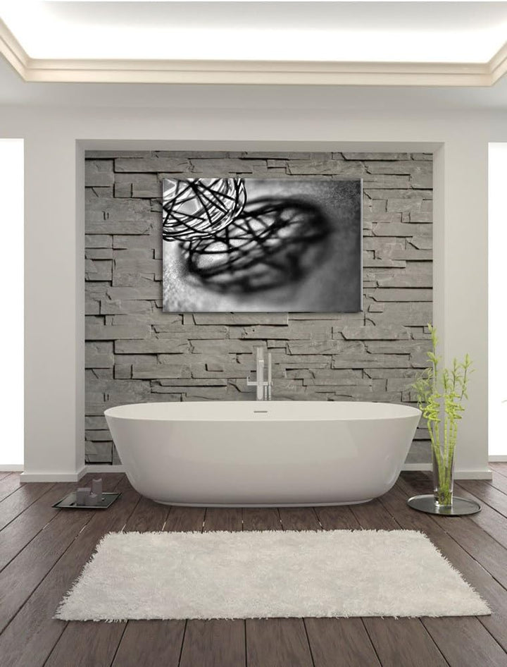 Pixxprint Schatten eines Heu Balls / 100x70cm Leinwandbild bespannt auf Holzrahmen/Wandbild Kunstdru