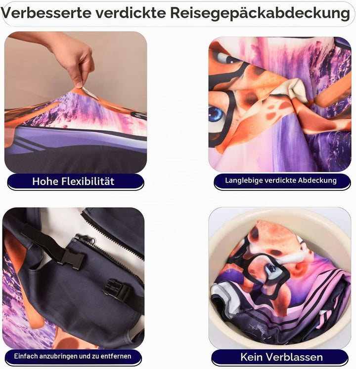 7-Mi 3D Print Design Reisen Koffer Schutz Trolley Case Cover 19"-32" Sleeve Giraffe M(Fits to 23"-25
