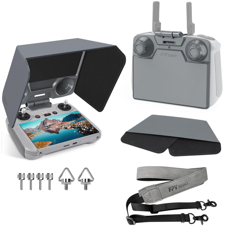 FPVtosky RC 2 Sun Hood Cover mit Lanyard für DJI Mini 5 Pro/4 Pro/DJI Air 3/3S Zubehör,Kit beinhalte