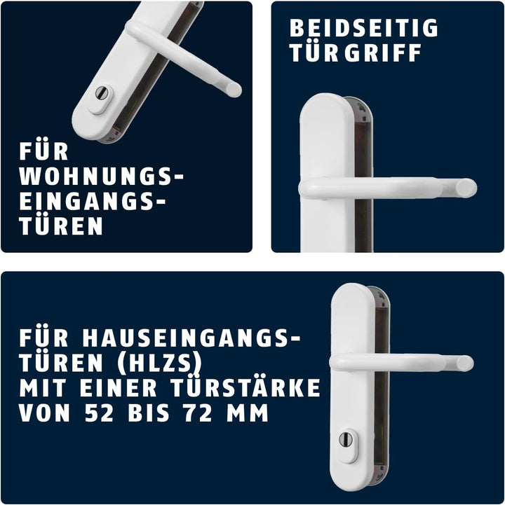 Abus HLZS814 W beidseitig Drücker EK Schutzbeschlag mit Zylinderschutz, rund, weiss, 12238 Weiss Bei