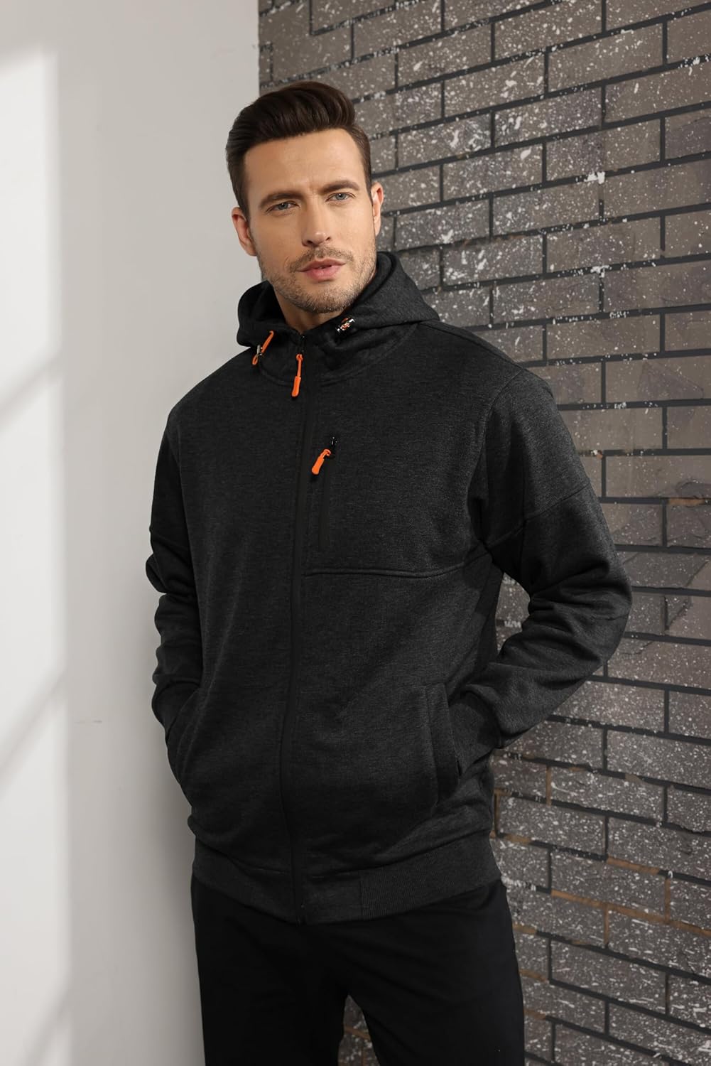 CTU Herren Hoodies Zip Up Langarm Fleece Sweatshirts Hoodies für Männer S-3XL M Schwarz, M Schwarz
