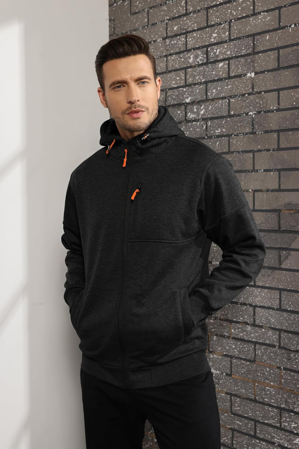 CTU Herren Hoodies Zip Up Langarm Fleece Sweatshirts Hoodies für Männer S-3XL, S Schwarz