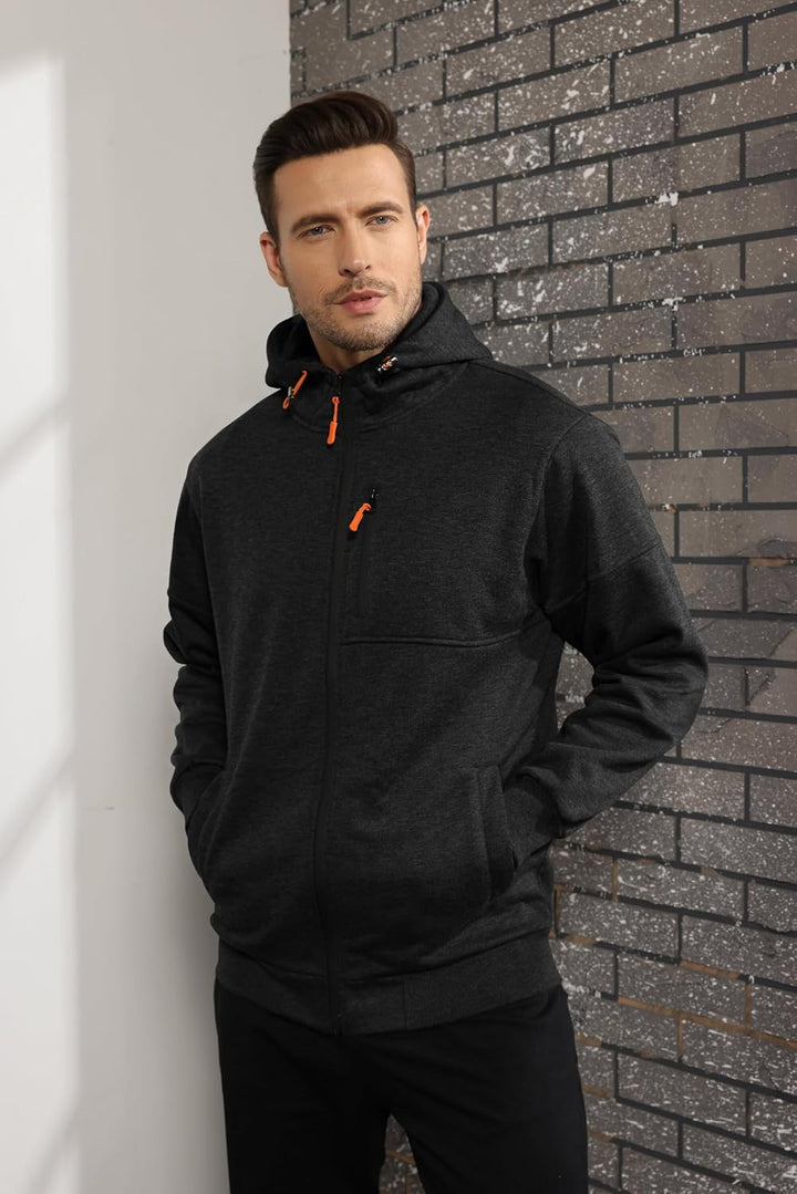 CTU Herren Hoodies Zip Up Langarm Fleece Sweatshirts Hoodies für Männer S-3XL, S Schwarz