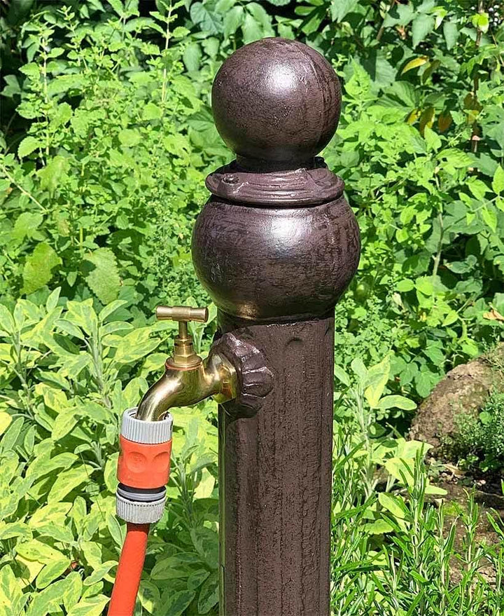zeitzone Wasserzapfsäule Wasserzapfstelle für Garten Standbrunnen Antik-Stil Braun 85cm